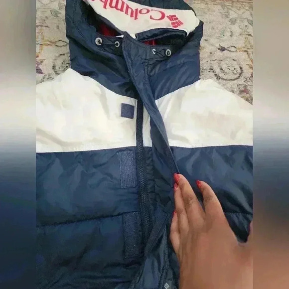 Columbia Mens Vintage Classic Navy Pullover Puffer Winter Hooded Jacket, sz SM - Picture 11 of 17